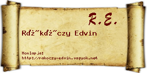 Rákóczy Edvin névjegykártya